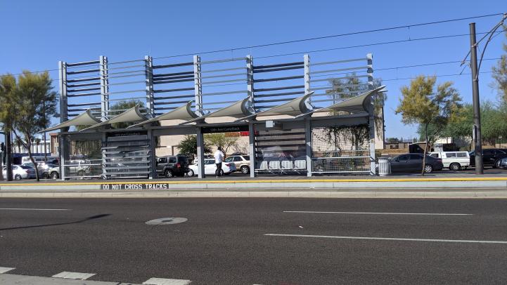 19th Ave / Camelback light rail station after repainting